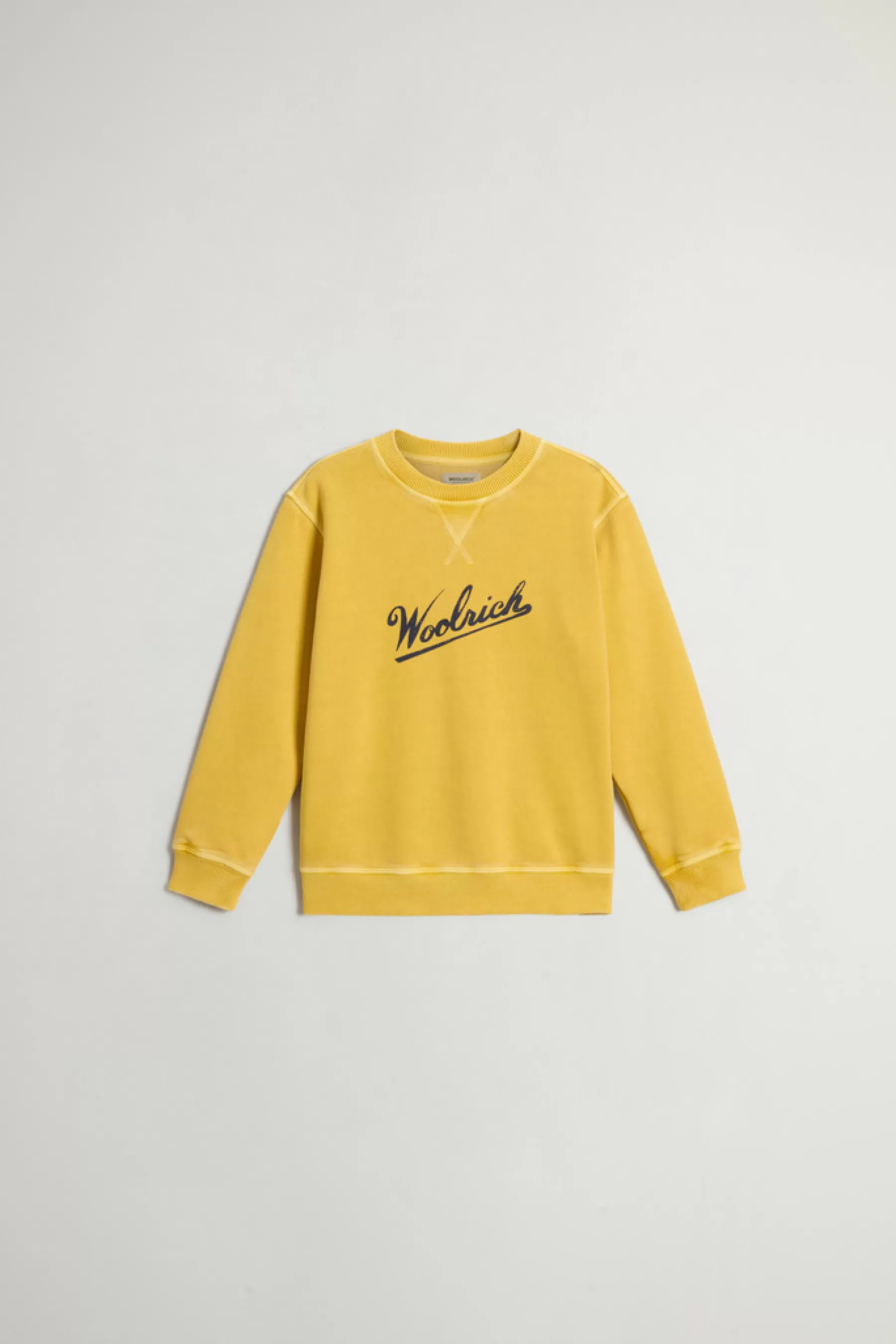 Best Sale Achteraf geverfde sweater met ronde hals voor jongens van zuiver katoen met logo Kinderen Kleding