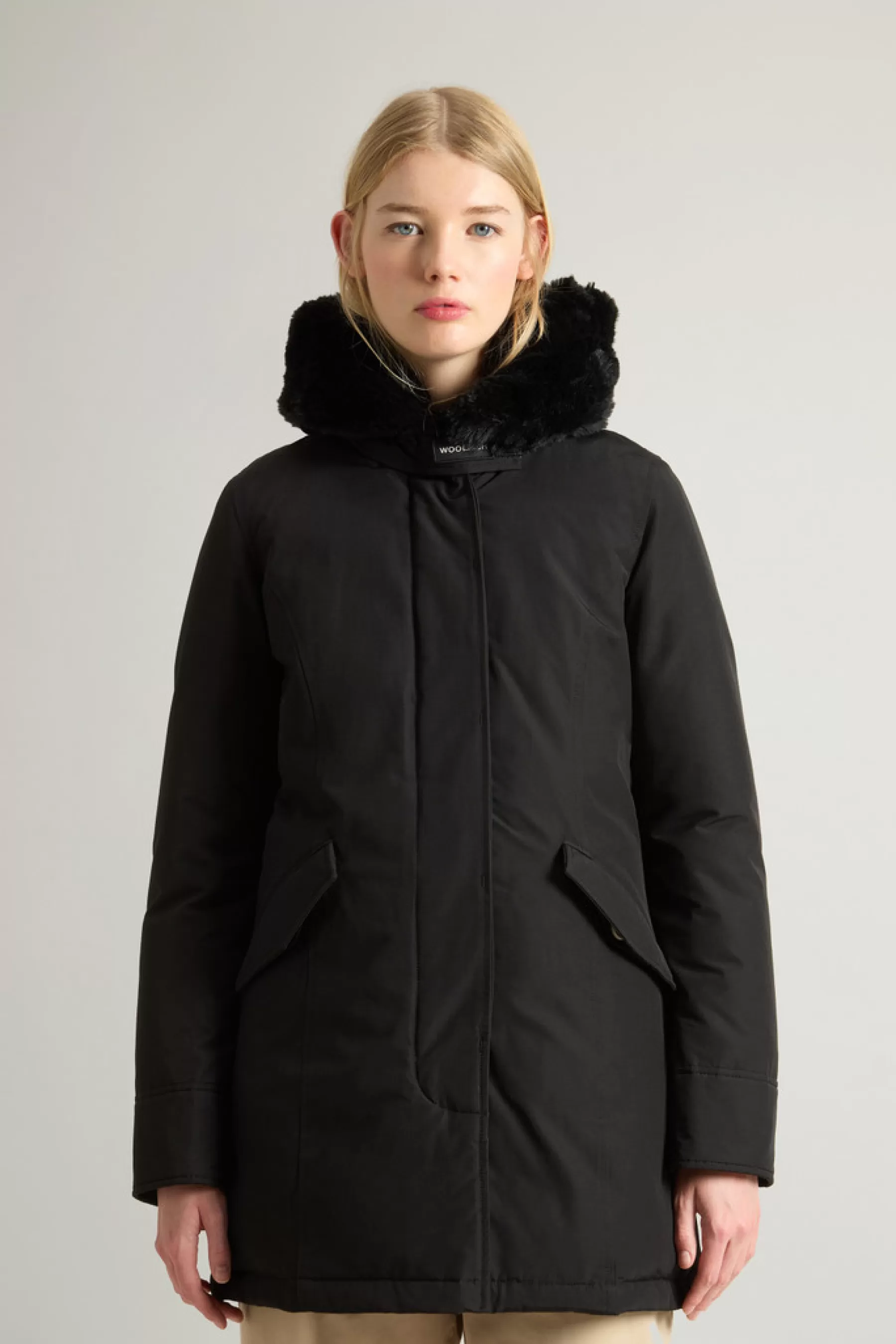 Store Beaker Parka met imitatiebont in Ramar Cloth DAMES Parka