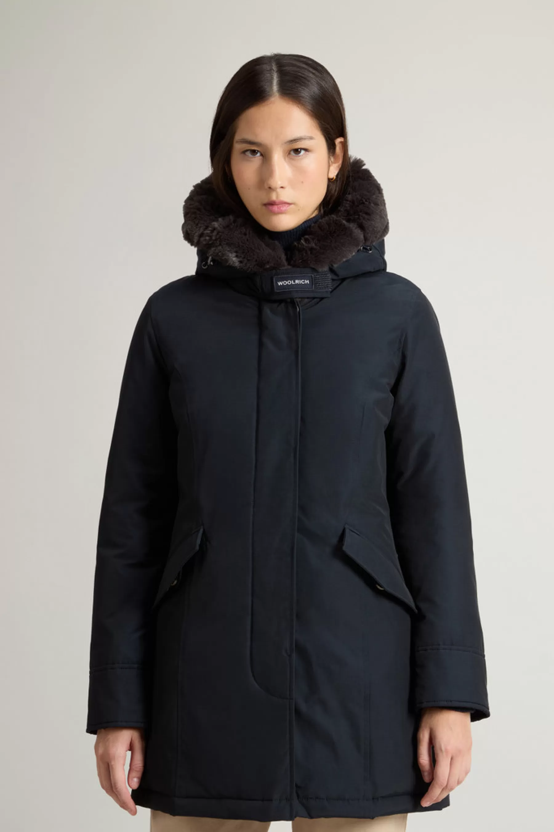 Outlet Beaker Parka met imitatiebont in Ramar Cloth DAMES Parka