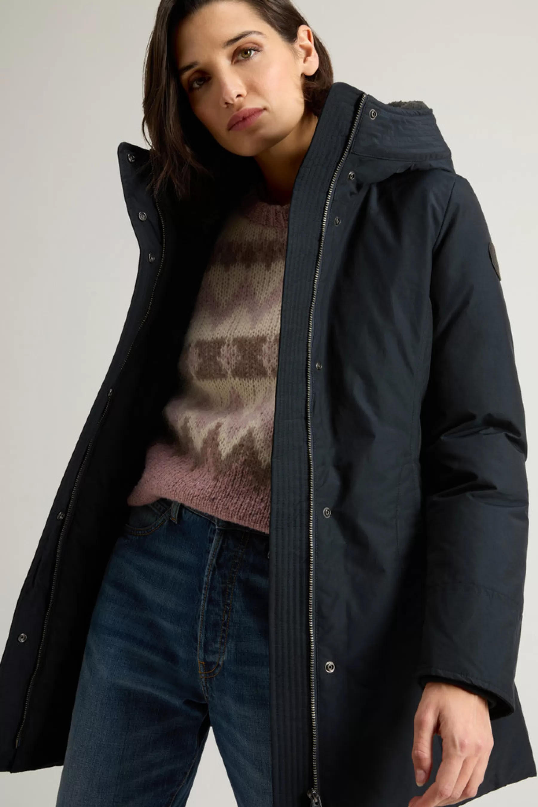 Cheap Boulder Parka van Ramar Cloth met capuchon en afneembare rand van imitatiebont DAMES Parka