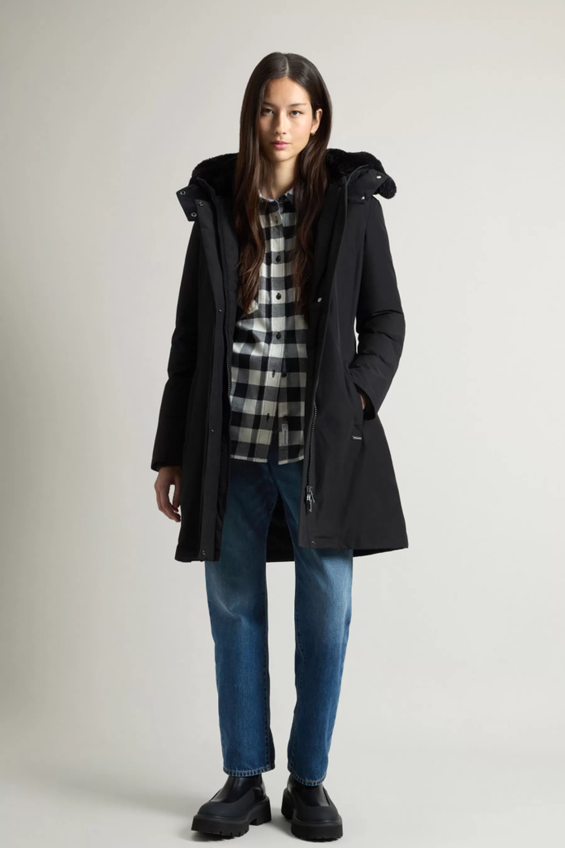 Best Sale Bow Bridge Parka van Ramar Cloth met imitatiebont DAMES Parka