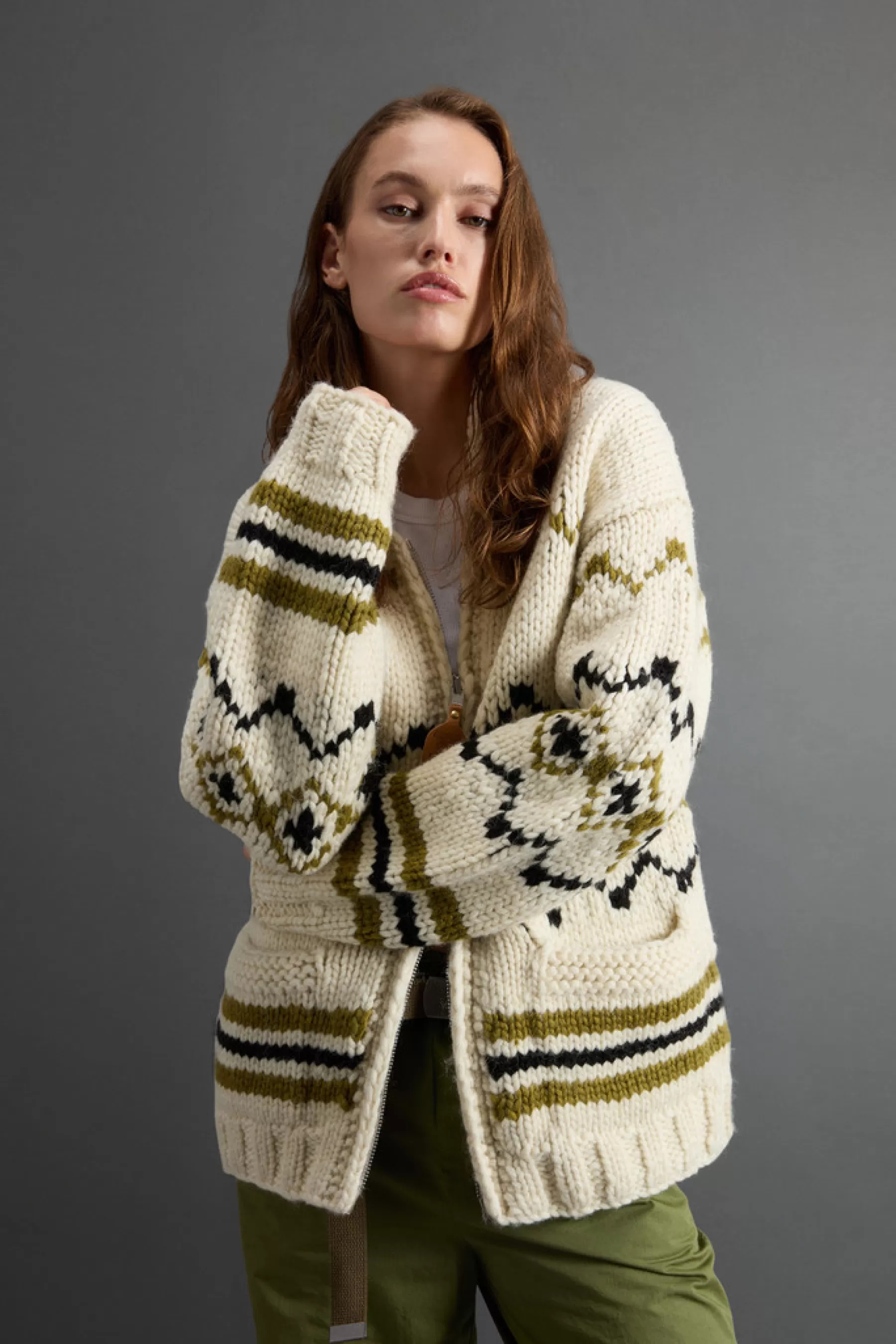 Outlet Cowichan vest van zuivere wol met contrasterend patroon by Todd Snyder DAMES Truien | Truien