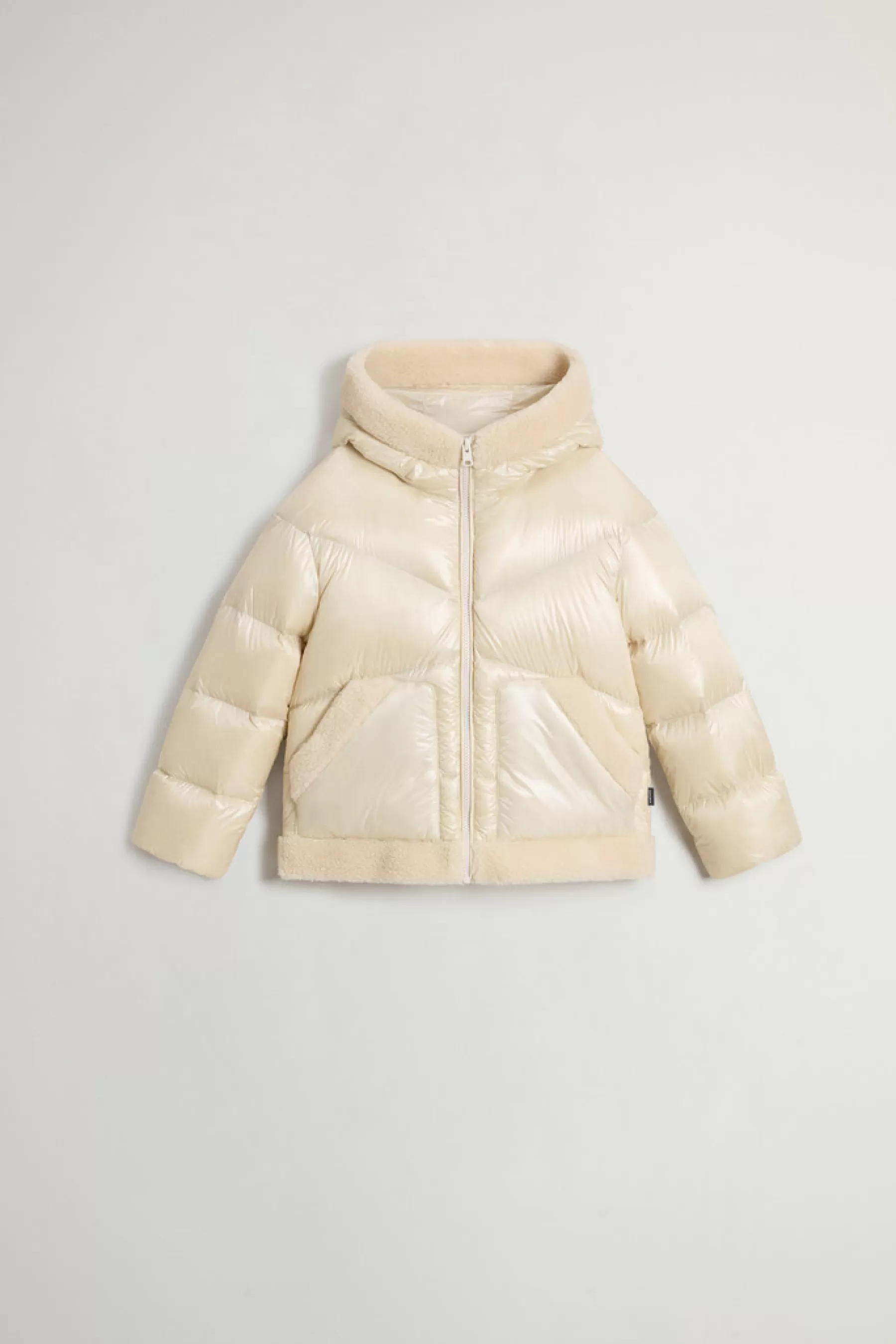 Shop Donsjack voor meisjes van glanzend nylon met sherpa inzetstukken Kinderen Jassen