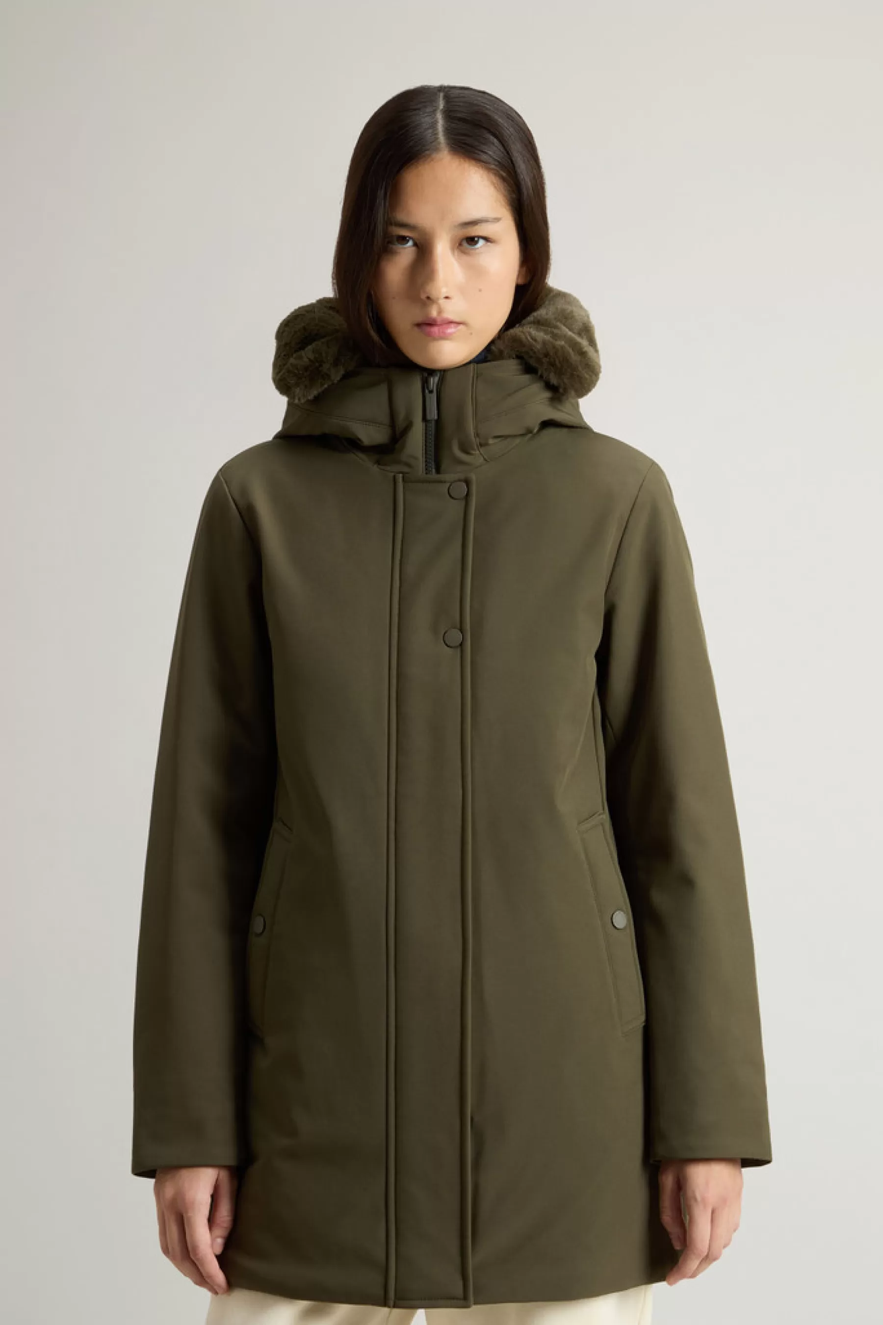 Shop Firth-Parka van Tech Softshell met verwijderbare synthetische bontkraag DAMES Parka | Waterdichte