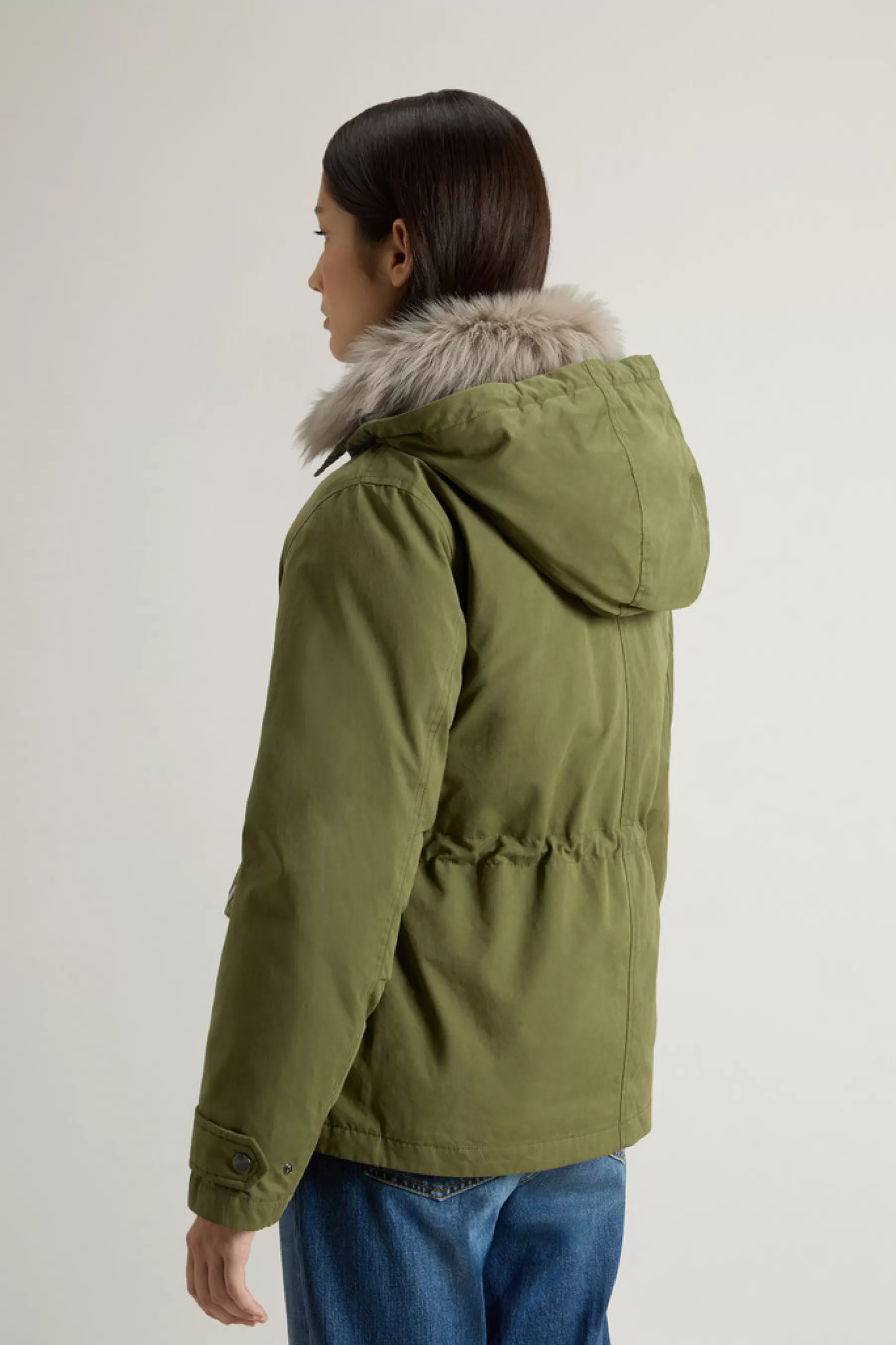 Fashion Korte Arctic Parka van Mountain Cloth met verwijderbare capuchon en bontkraag DAMES Parka