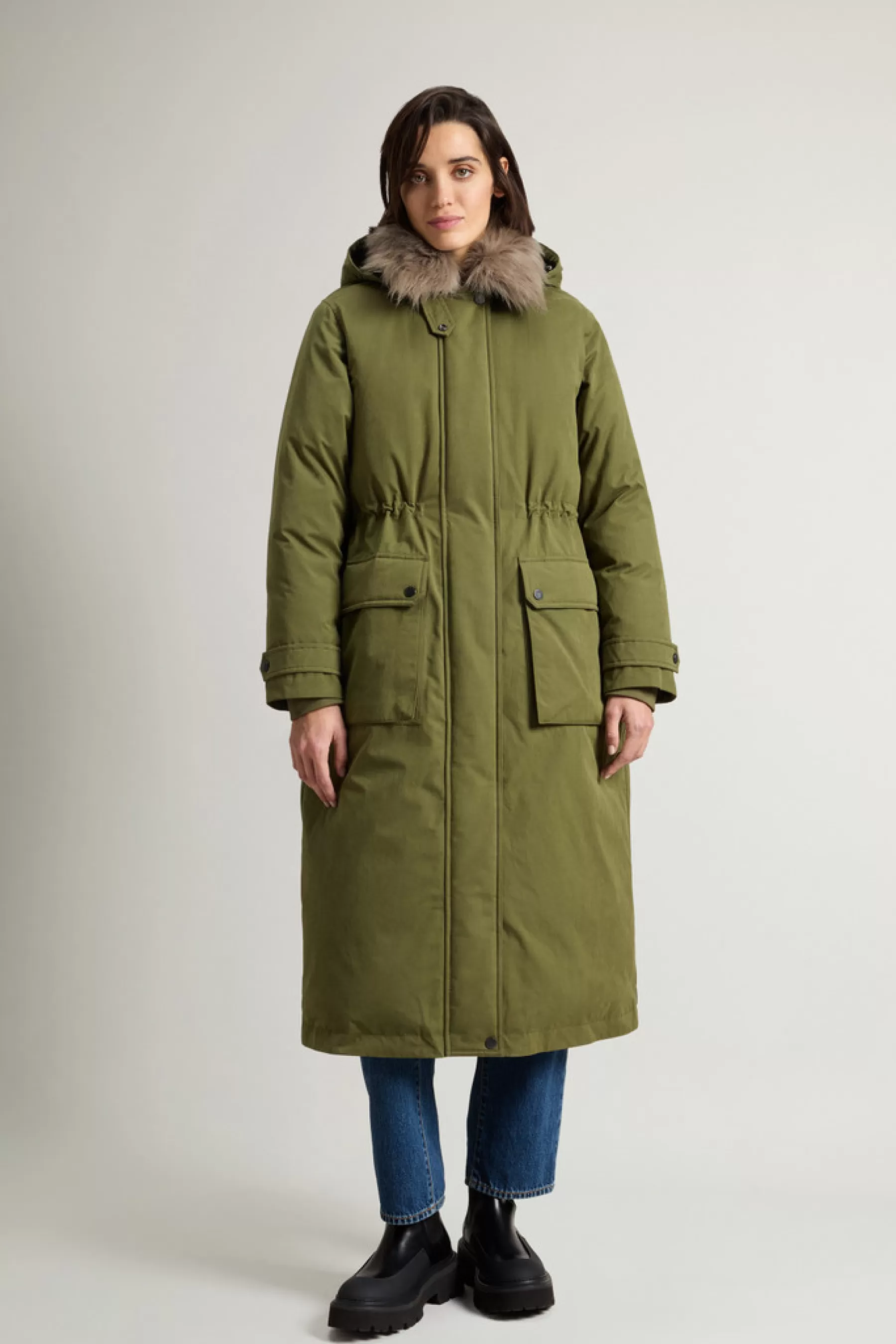 Flash Sale Lange Arctic Parka van Mountain Cloth met verwijderbare capuchon en bontkraag DAMES Parka