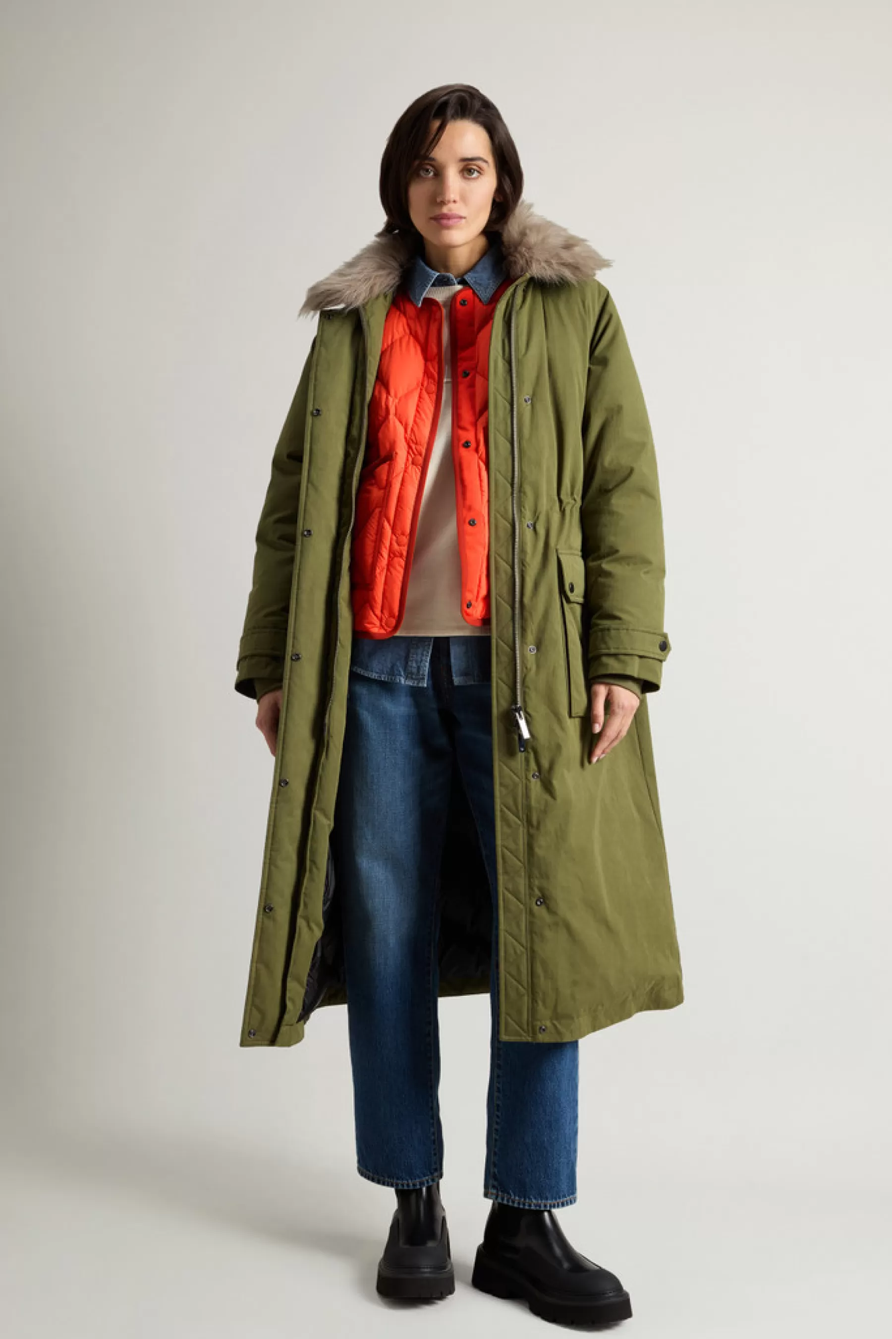Flash Sale Lange Arctic Parka van Mountain Cloth met verwijderbare capuchon en bontkraag DAMES Parka