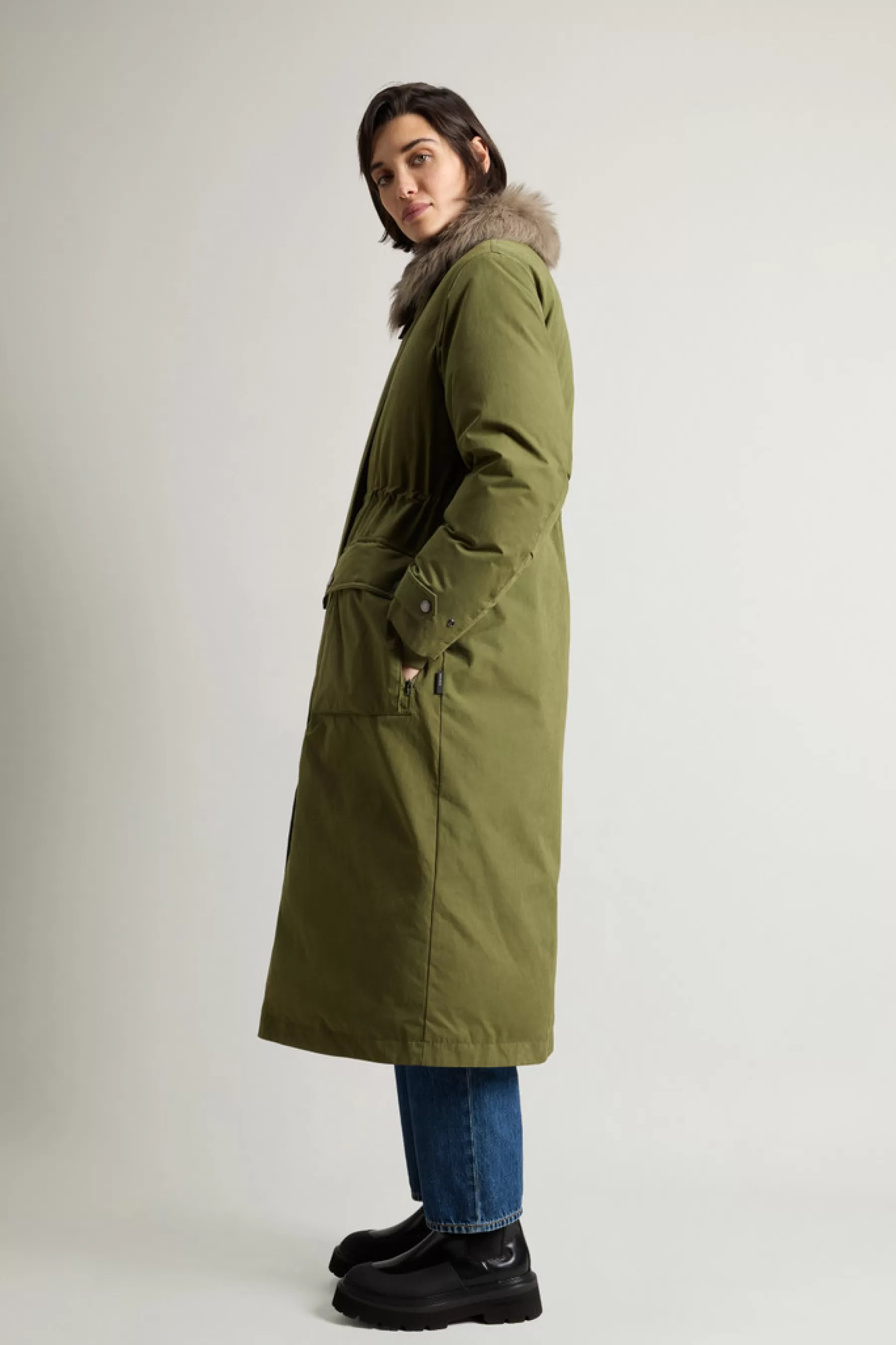 Flash Sale Lange Arctic Parka van Mountain Cloth met verwijderbare capuchon en bontkraag DAMES Parka