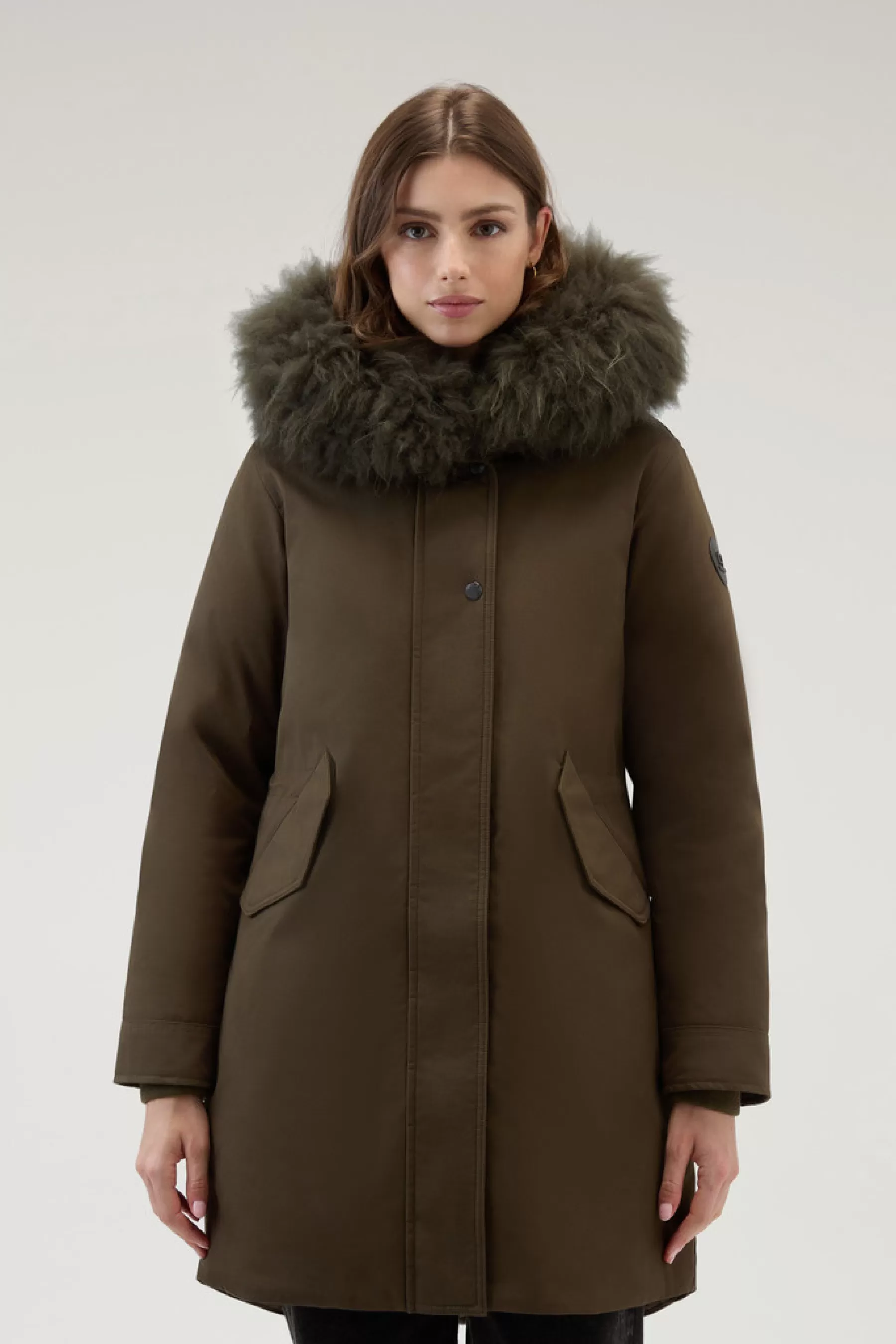 Store Military Parka met afneembaar kasjmierbont DAMES Parka