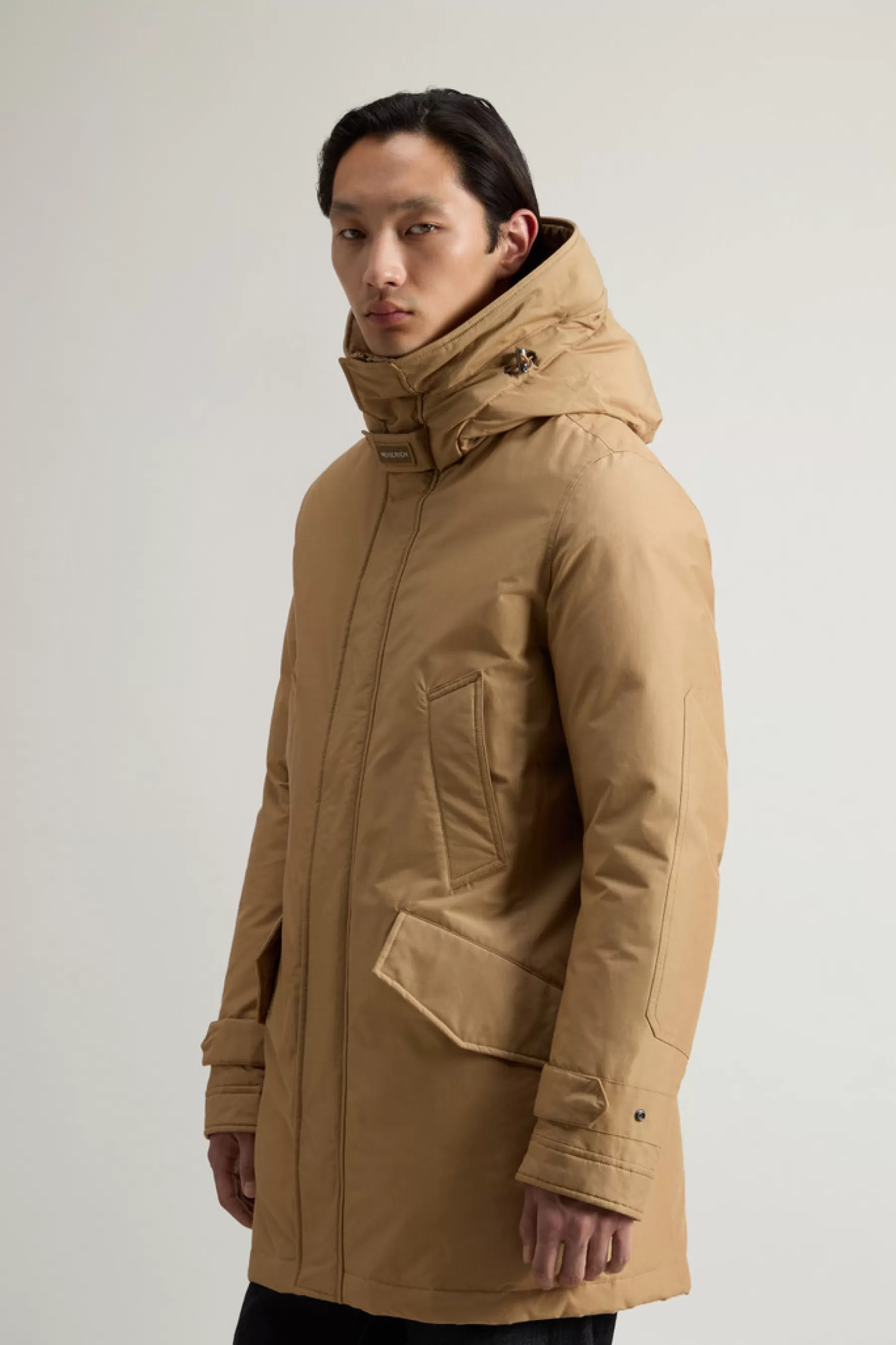 Discount Polar Parka van Ramar Cloth-stof met hoge kraag en bontrand Heren Parka