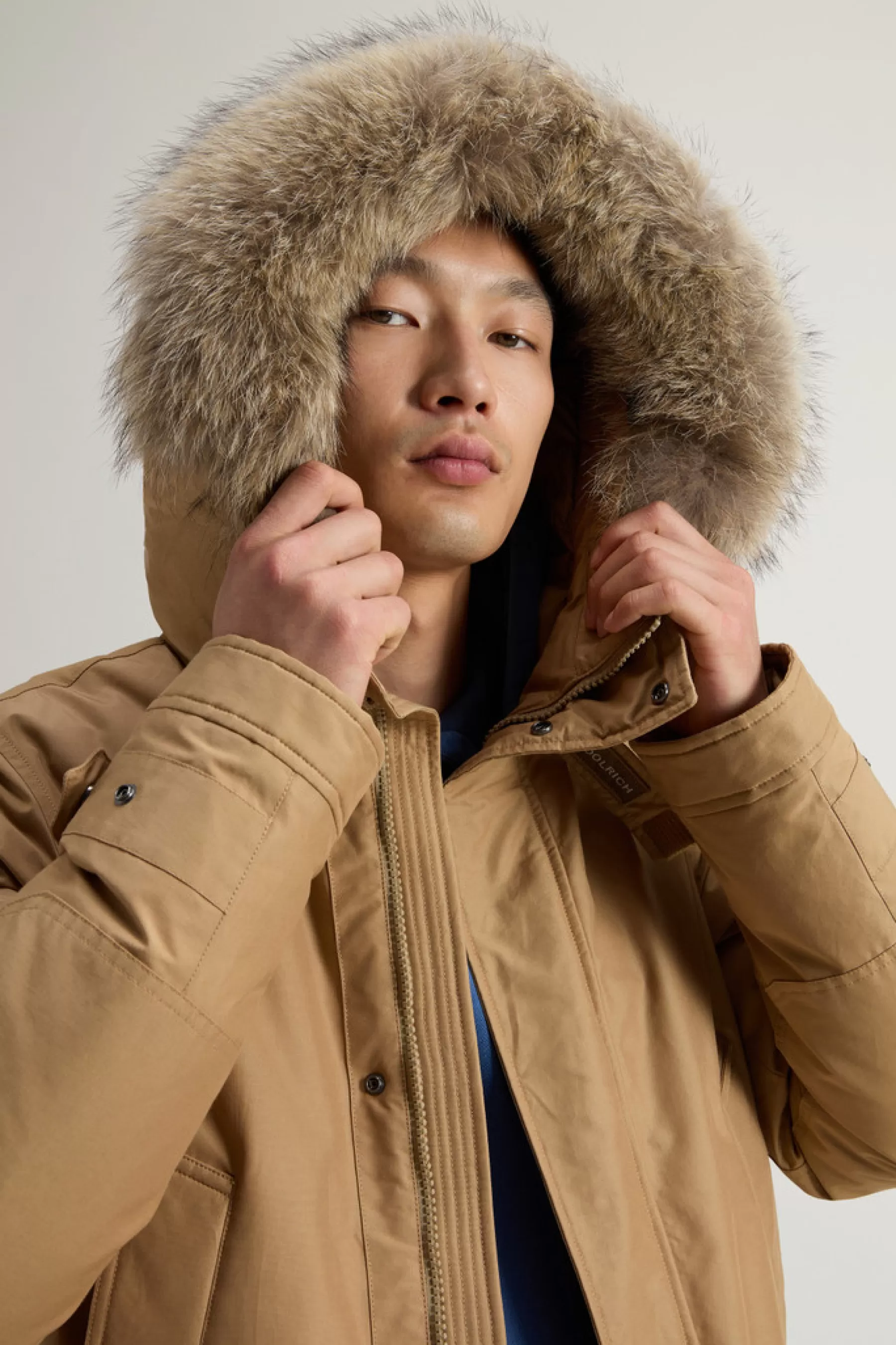 Discount Polar Parka van Ramar Cloth-stof met hoge kraag en bontrand Heren Parka