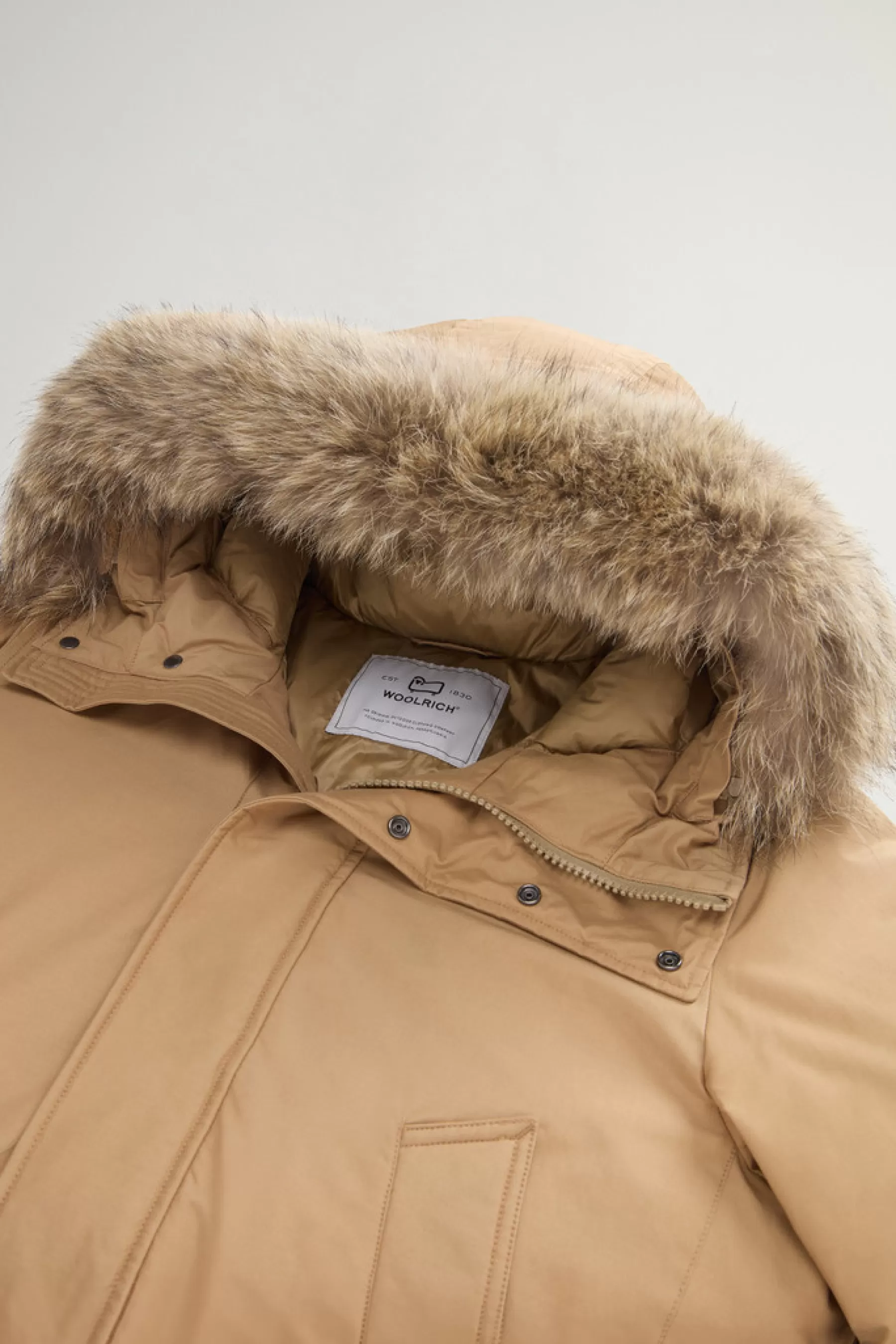 Discount Polar Parka van Ramar Cloth-stof met hoge kraag en bontrand Heren Parka