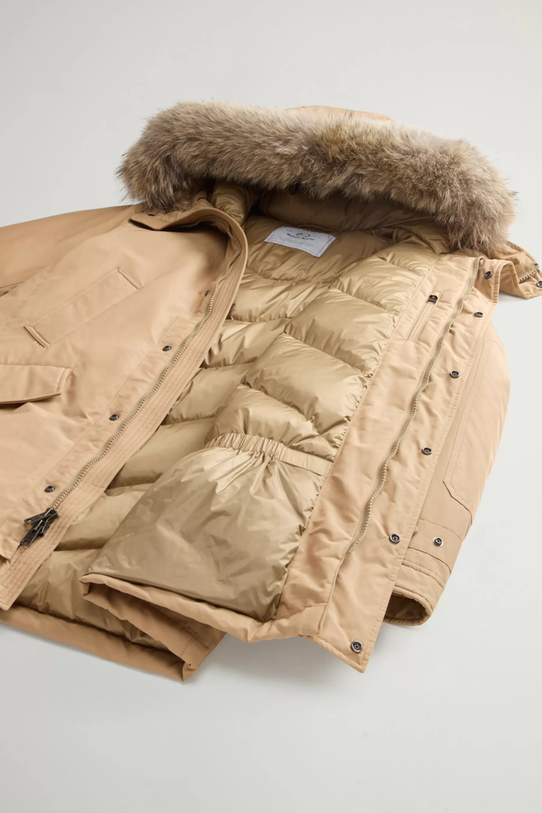 Discount Polar Parka van Ramar Cloth-stof met hoge kraag en bontrand Heren Parka