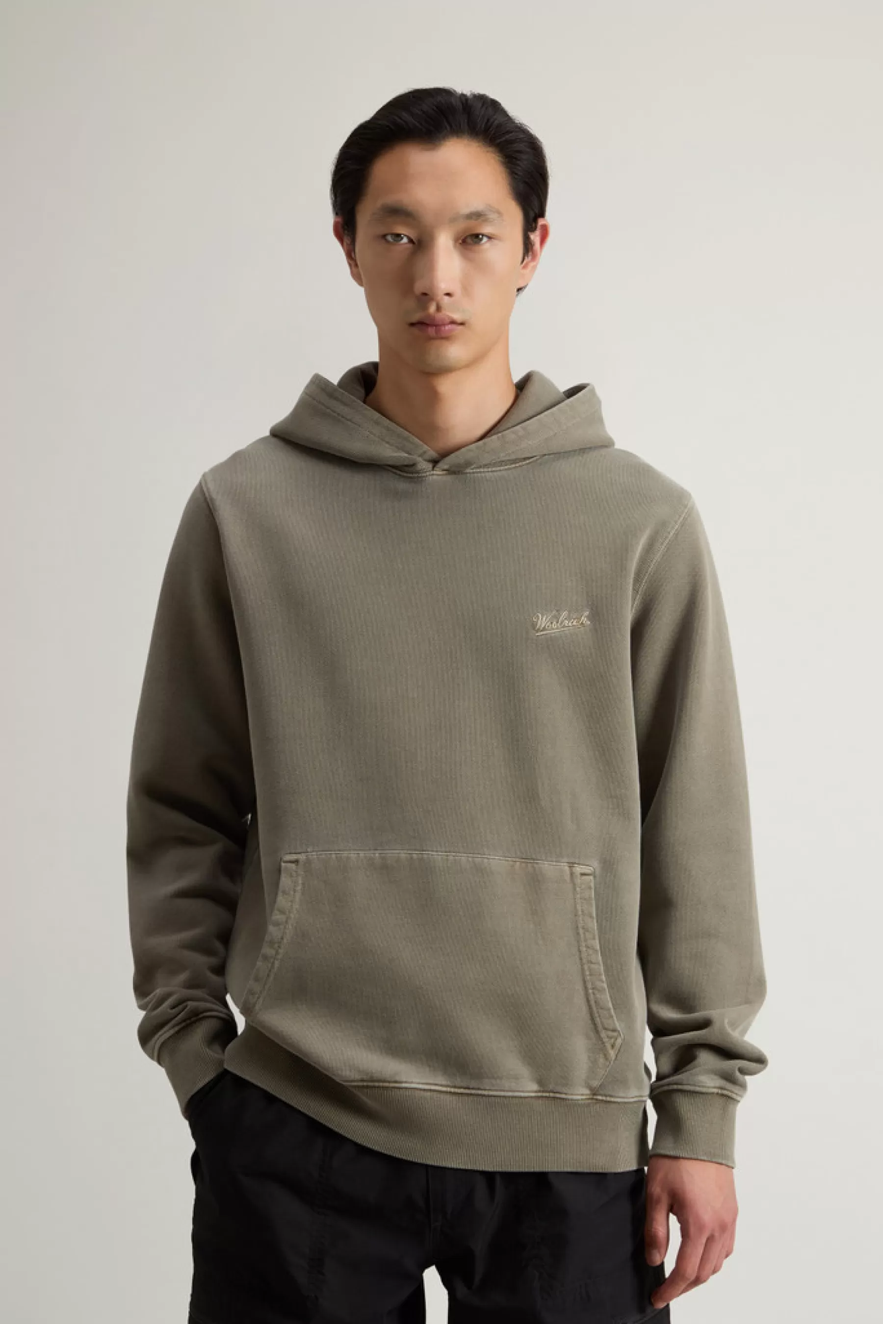 Flash Sale Sweater van zuiver achteraf geverfd katoen met capuchon en geborduurd logo Heren Sweatshirts