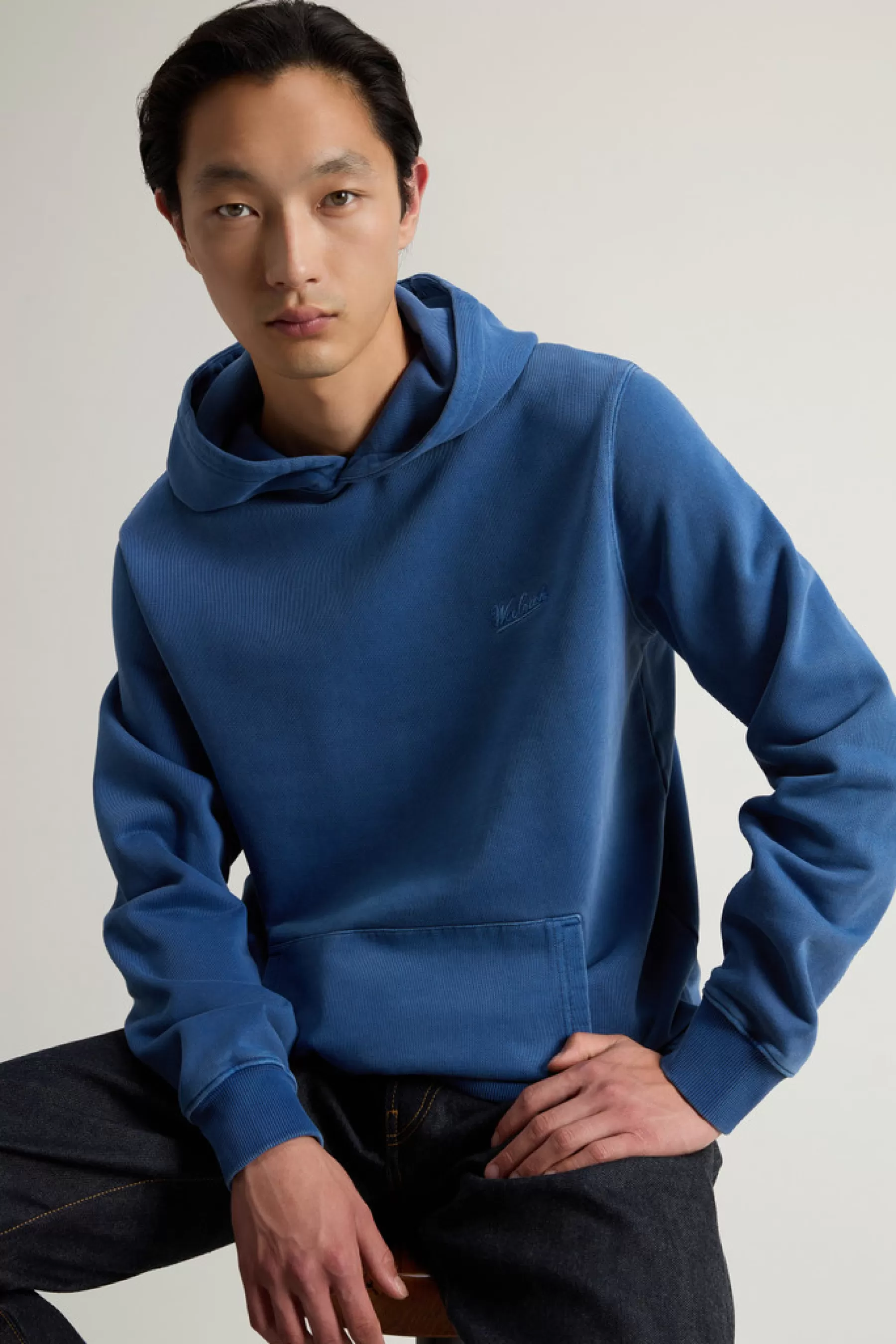 Store Sweater van zuiver achteraf geverfd katoen met capuchon en geborduurd logo Heren Sweatshirts
