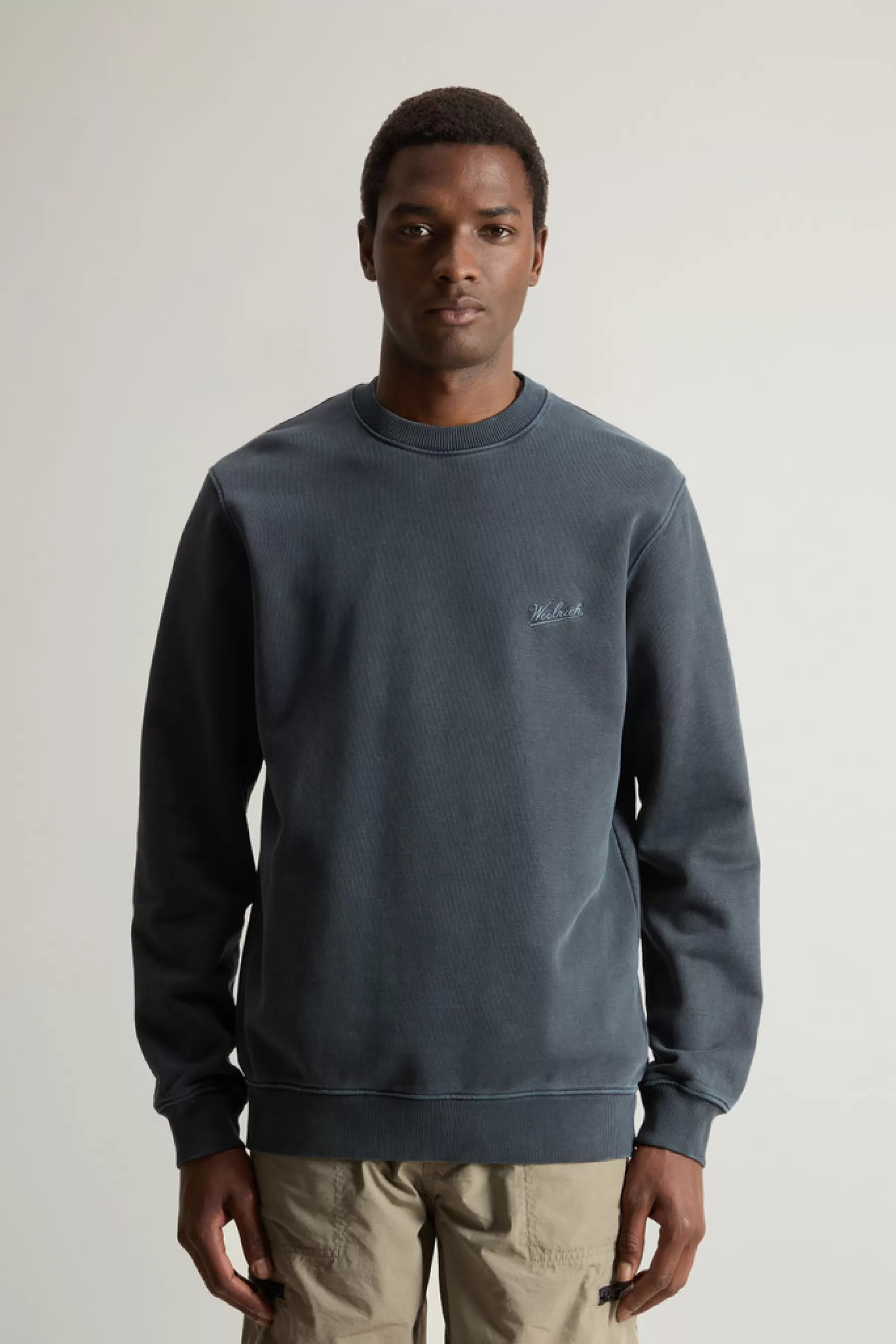 Fashion Sweater van zuiver achteraf geverfd katoen met geborduurd logo Heren Sweatshirts