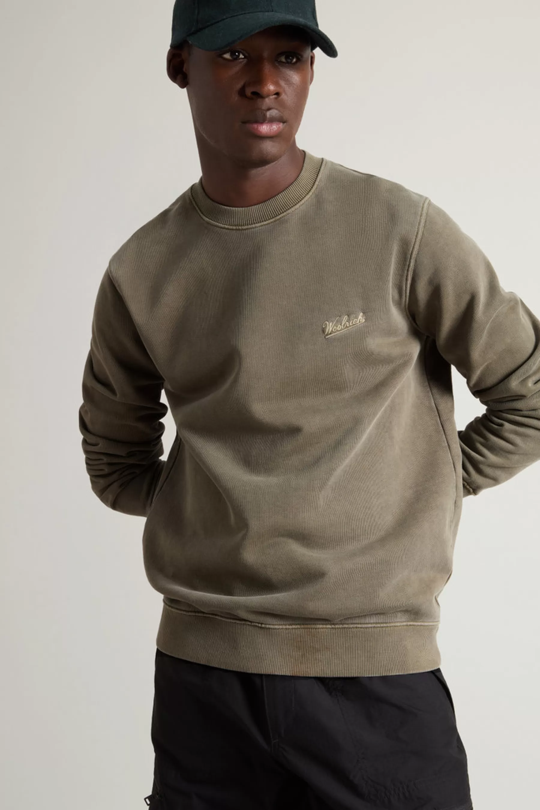 Sale Sweater van zuiver achteraf geverfd katoen met geborduurd logo Heren Sweatshirts