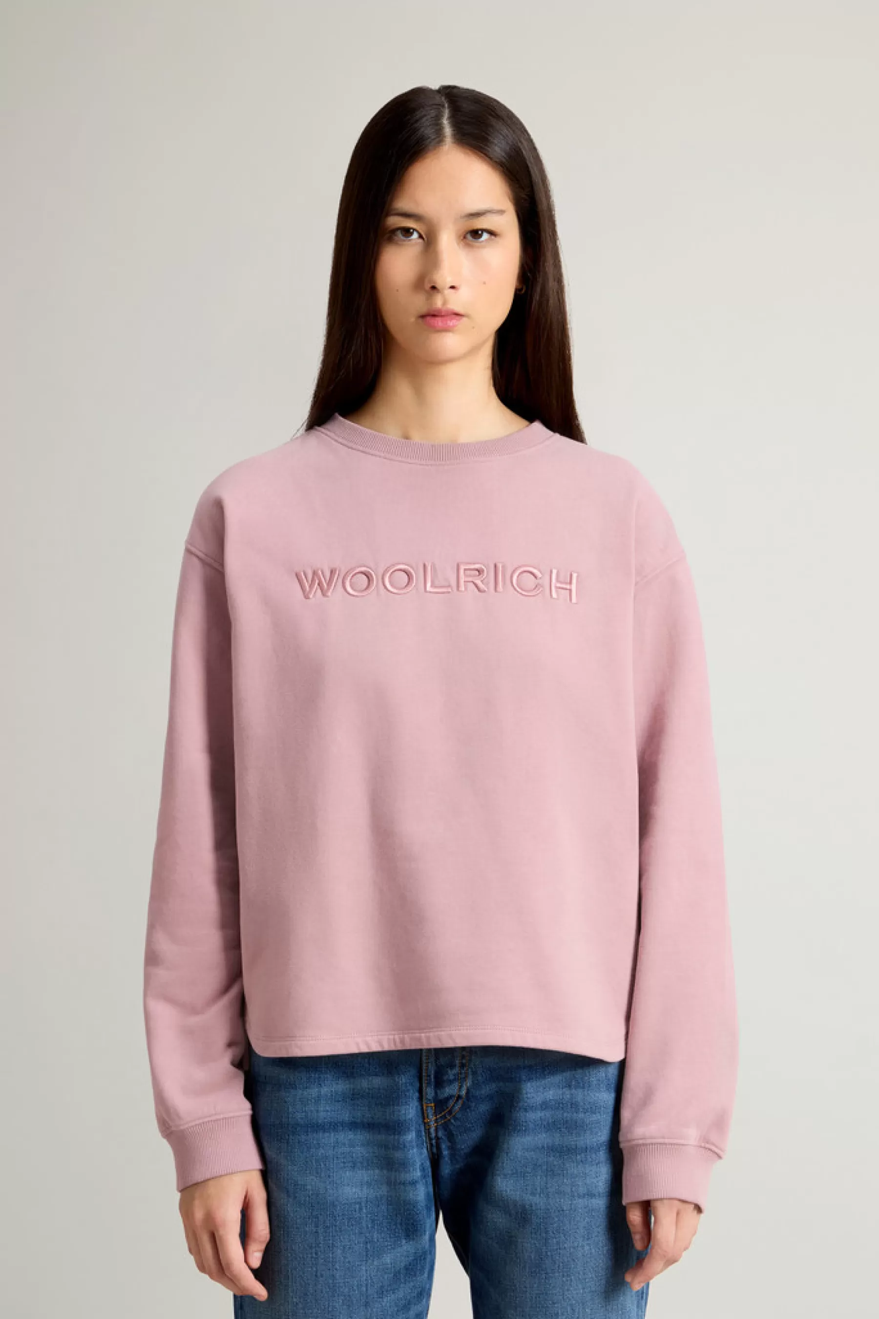 Cheap Sweater van zuiver katoen met geborduurd opschrift op de borst DAMES Sweatshirts En T-shirts