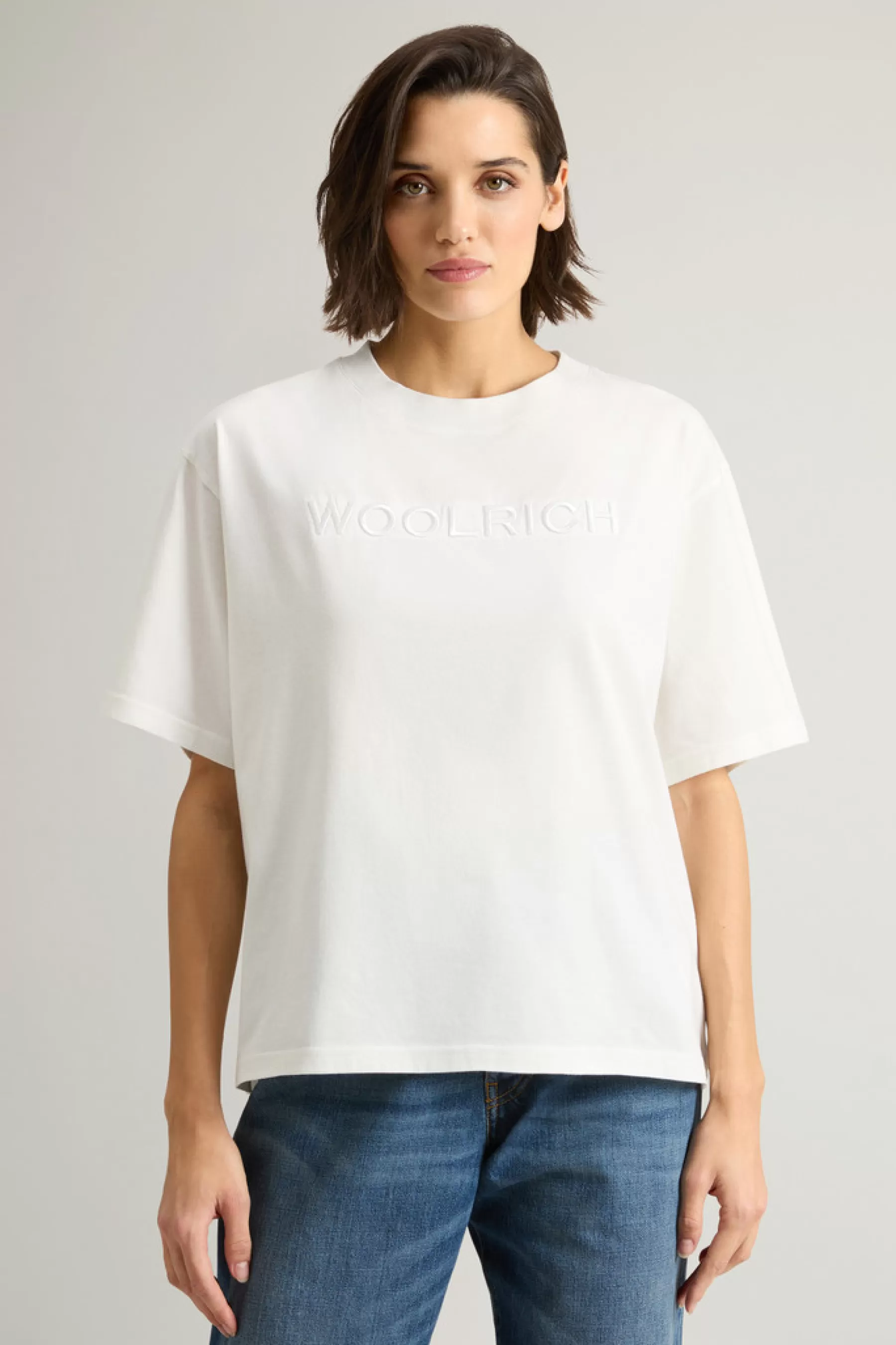 Flash Sale T-shirt van zuiver Pima-katoen met logo op de borst DAMES Sweatshirts En T-shirts